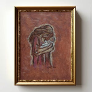 抽象的な母性アートプリント - フレームなしの母と子の絵画ポスター