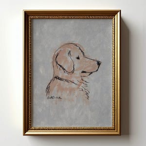 Golden Retriever Art Print Gift For Golden Retriever Owner Gift Idea Dog Charcoal Sketch Poster Unframed