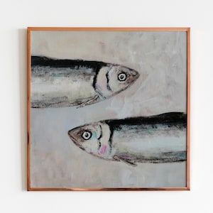 Sardine Kunstdruck für Bauernhaus Küche Wanddekor Sardinen Poster ohne Rahmen