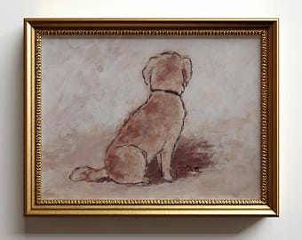 Cuadro de Golden Retriever, regalo para dueño de Retriever, póster artístico de perro sin marco.