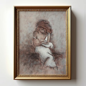 Motherhood Art Print Gift For Daughter Nursery Wall Decor Mother And Baby Painting Unframed Poster