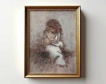 Mutterschaft Kunstdruck Geschenk für Tochter Kinderzimmer Wanddekoration Mutter und Baby Gemälde ohne Rahmen