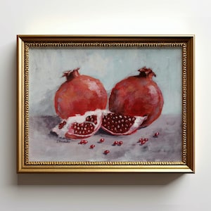Pomegranate Art Print Kitchen Decor Pomegranate Still Life Painting Fruit Poster Unframed
