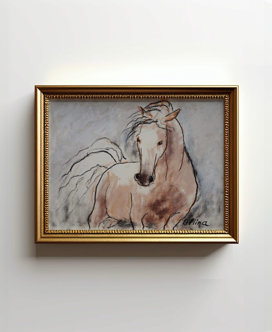 Horse Art Print: Abstract Equine Portrait Sketch, Horse Lover Gift ...