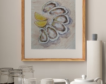 Oysters Art Print For Kitchen Wall Decor Oyster Still Life Poster Unframed