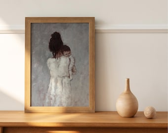Motherhood Painting Mother and Child Art Print New Mom Gift Nursery Decor Poster Unframed