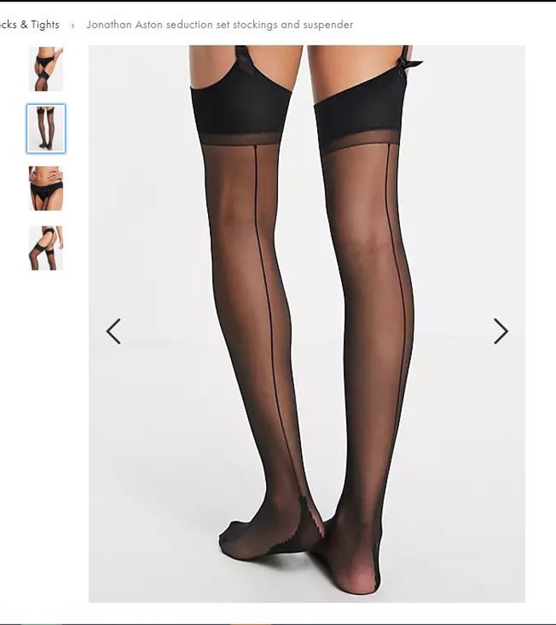 Jonathan Aston Vintage Legs Seduction Set Stockings and Suspender Black Small/Medium image 8