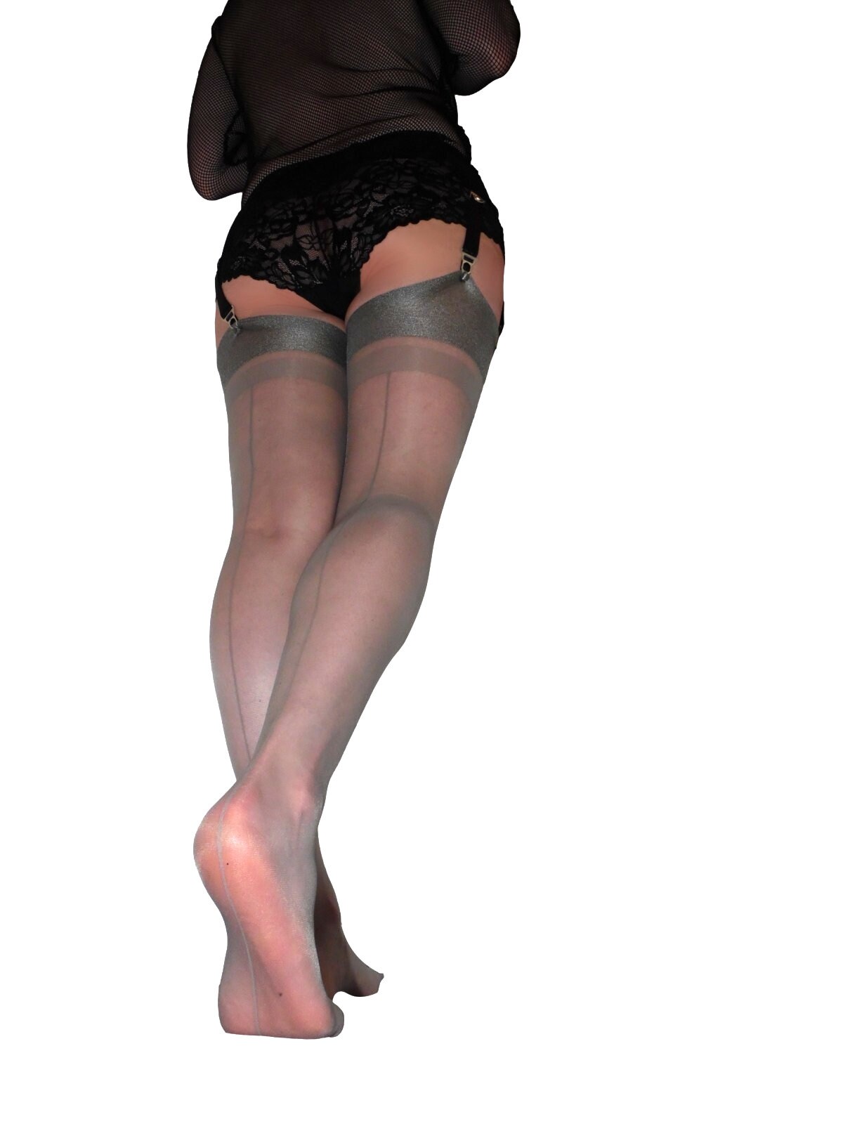 GREY Seamed Stockings Luxurious Quality Deep Welt Sexy NEW Etsy UK