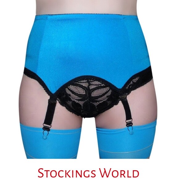 blue suspender belt