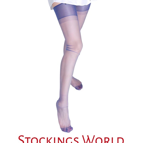 Non Stretch Stockings BLUE Seamless Ultra Sheer 5 Denier Medium