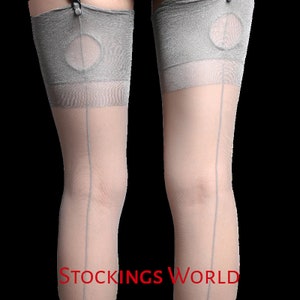 Vintage Style Fully Fashioned Stockings Nylons Seamed Cuban Heel Key Hole Welt M/L NEW image 4