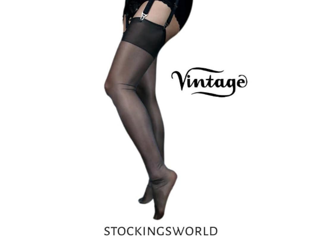Non Stretch Stockings BLACK Seamless Sheer 10 Denier Medium Etsy