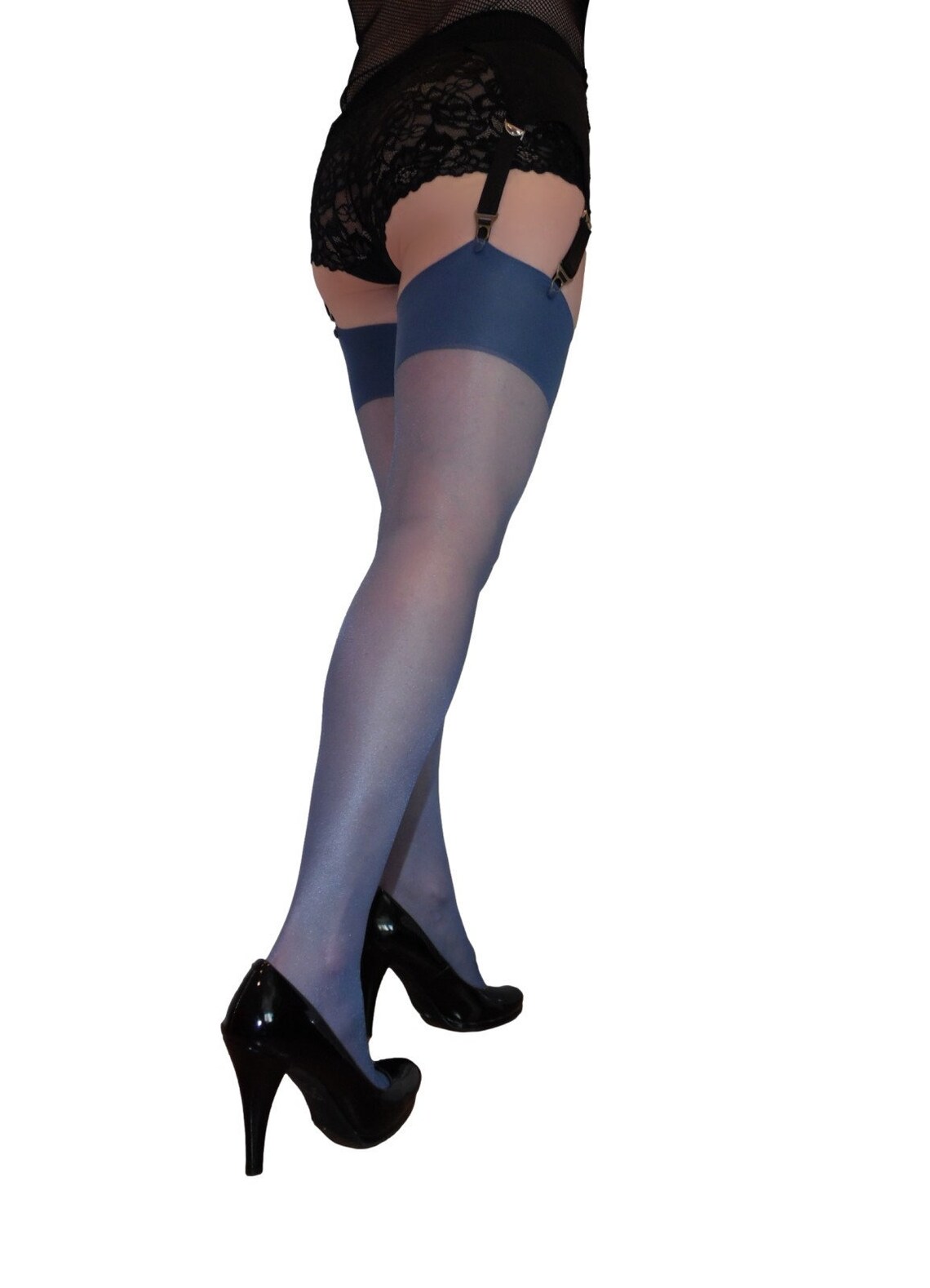 Stockings Light Navy Blue Sheer Retro Great Quality Etsy