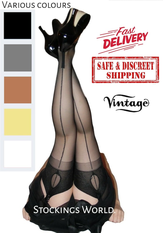 Fully Fashioned Stockings Seamed Cuban Heel Key Hole … Gem