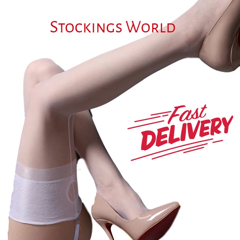 Seamed Stockings with Cuban Heel Various colours One Size White