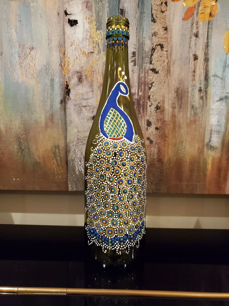 Handmade beautiful bottle art of Peacock to enhance the beauty Etsy
