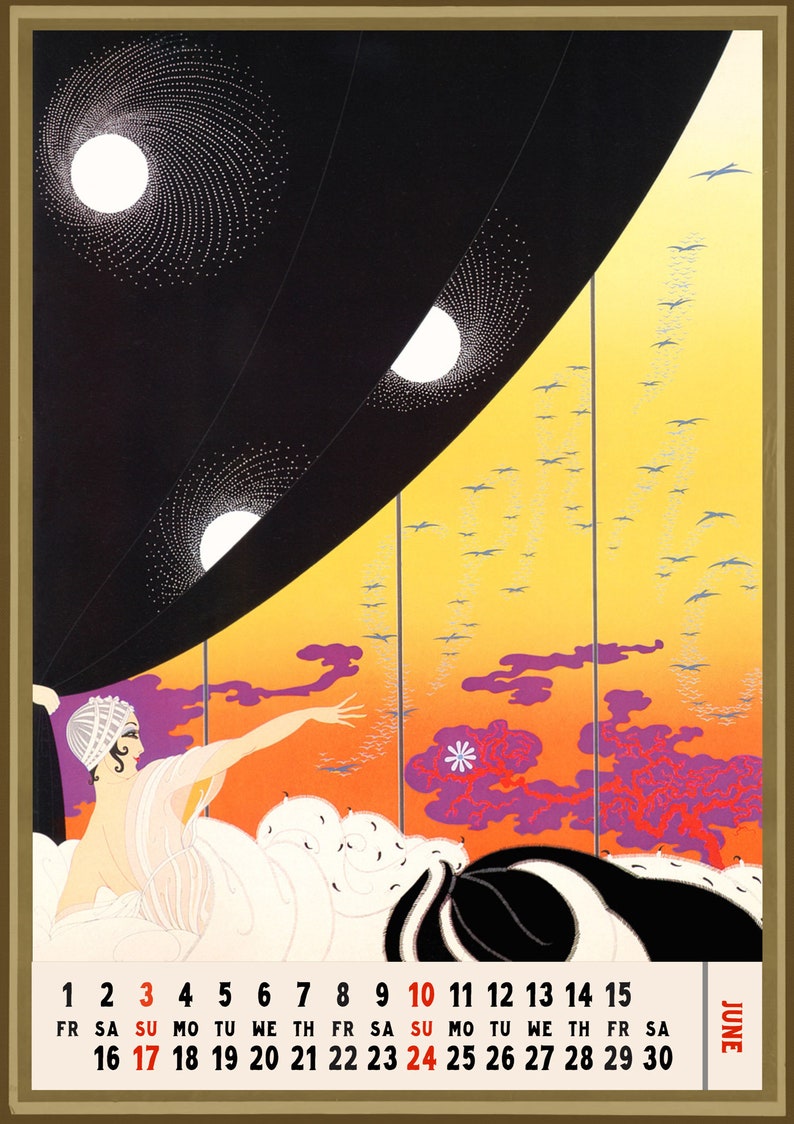 Wall Calendar 2022 12 Pages 8x11 Erte Art Deco Etsy