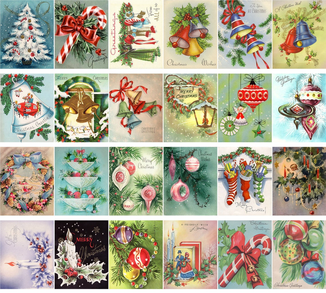 Vintage Christmas postcards 24 reprinted cards code 5015 Etsy