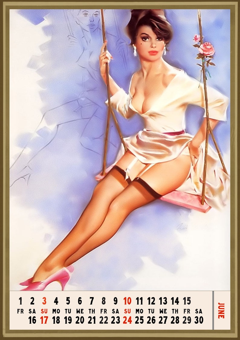 Wall Calendar 2022 12 pages 8x11 Sexy Girls in | Etsy