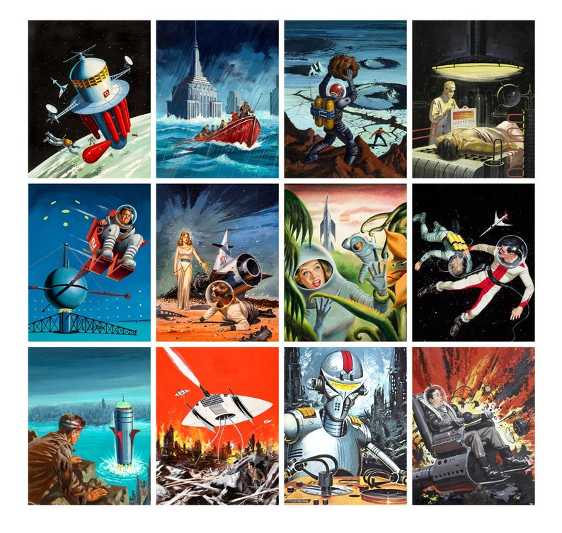 Wall Calendar 2023 12 Pages 8x11 Vintage Scifi Etsy