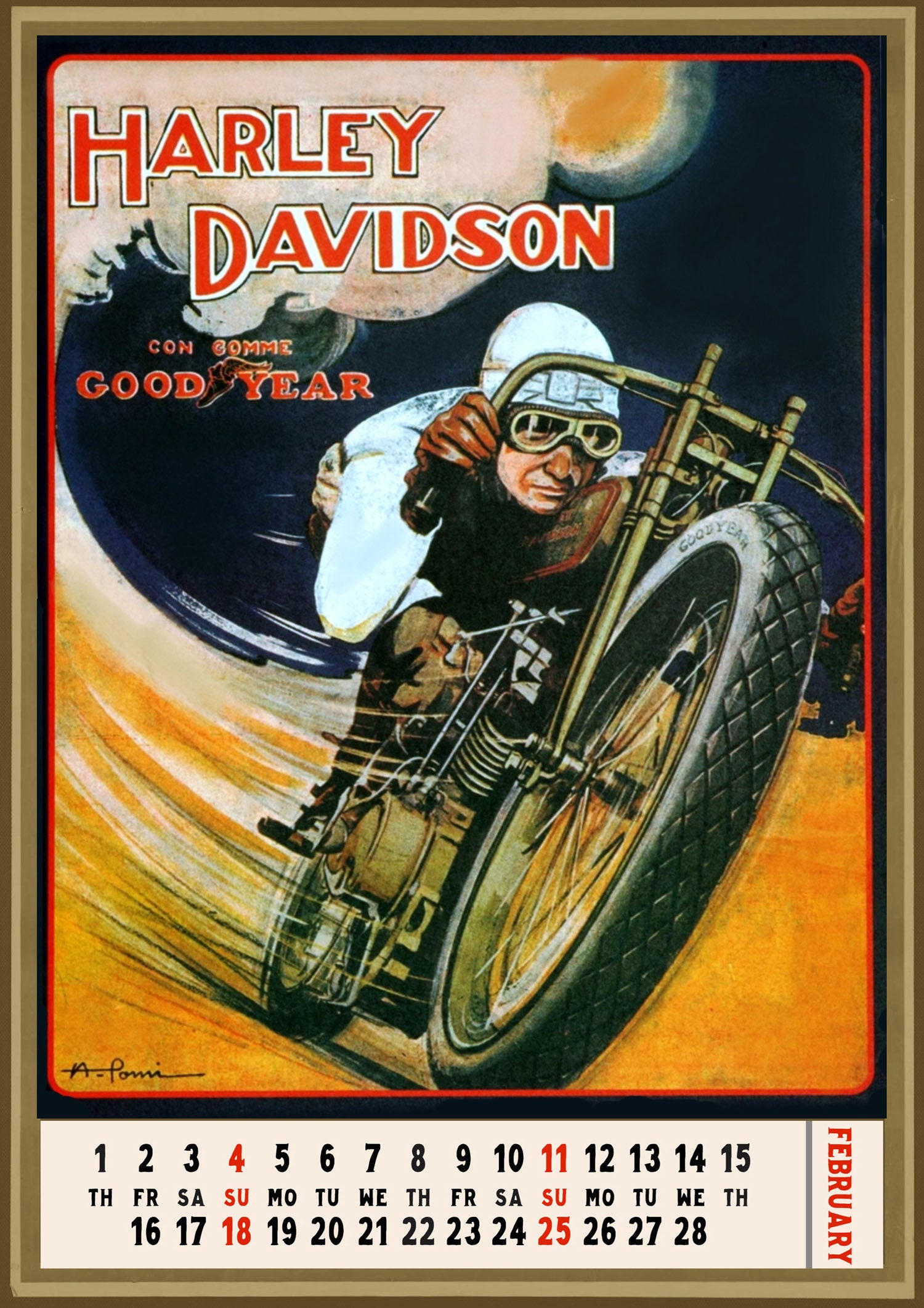 12 Pages 8x11 Wall Calendar 2022 Harley Davidson Motorcycles Vintage Ad 