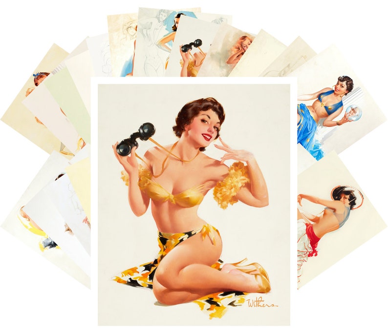 Postcard Set (24 cards) Vintage Pinup Girls by Ted Withers CC-1198 