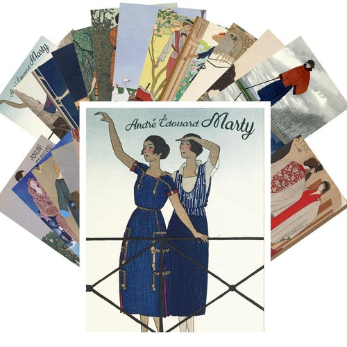 Postcard Set 24 Cards Erte Art Deco Vintage Painting CC1018 Etsy