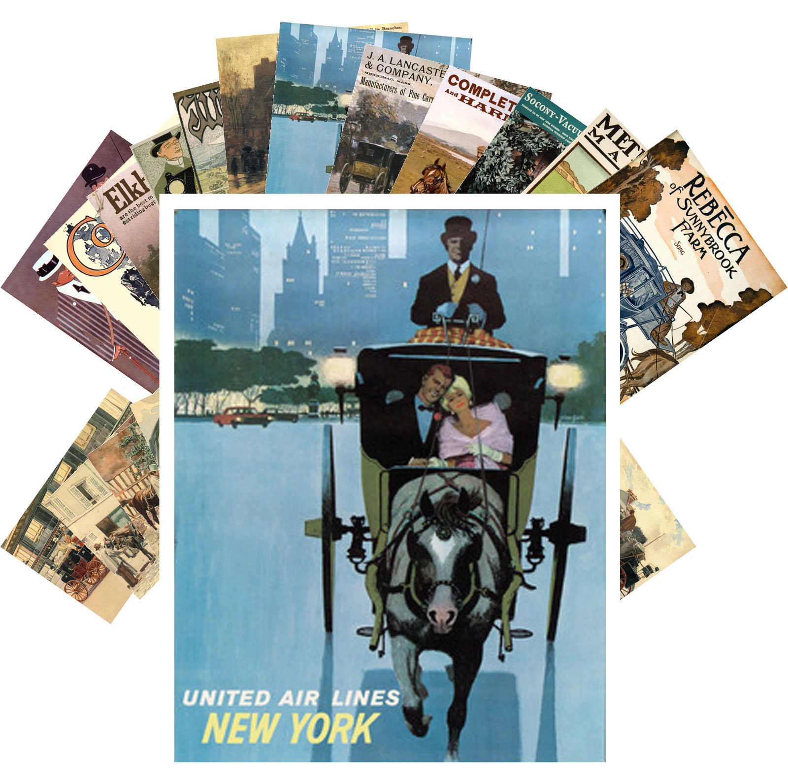 Postcard Set 24 Cards Cubs Stagecoaches Vintage Antique Etsy