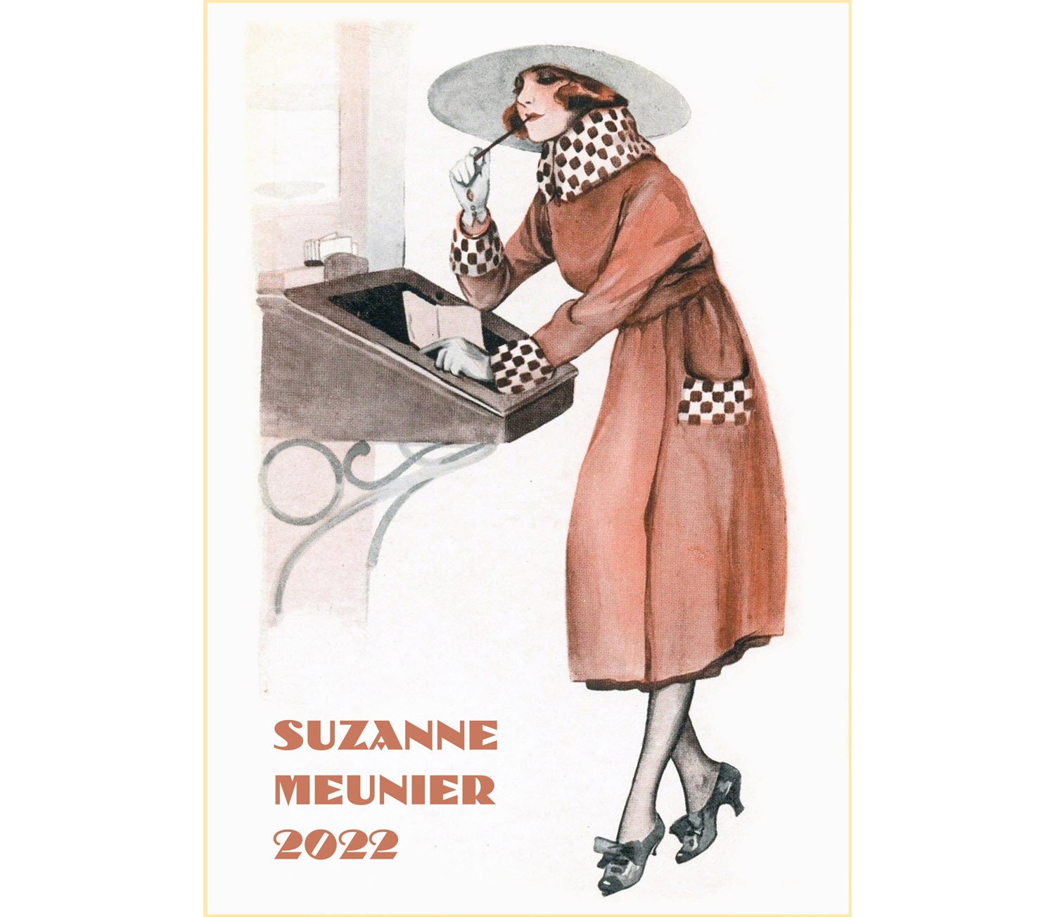 Suzanne Meunier Vintage Romantic Lady M687 12 pages A4 2021 Wall Calendar 