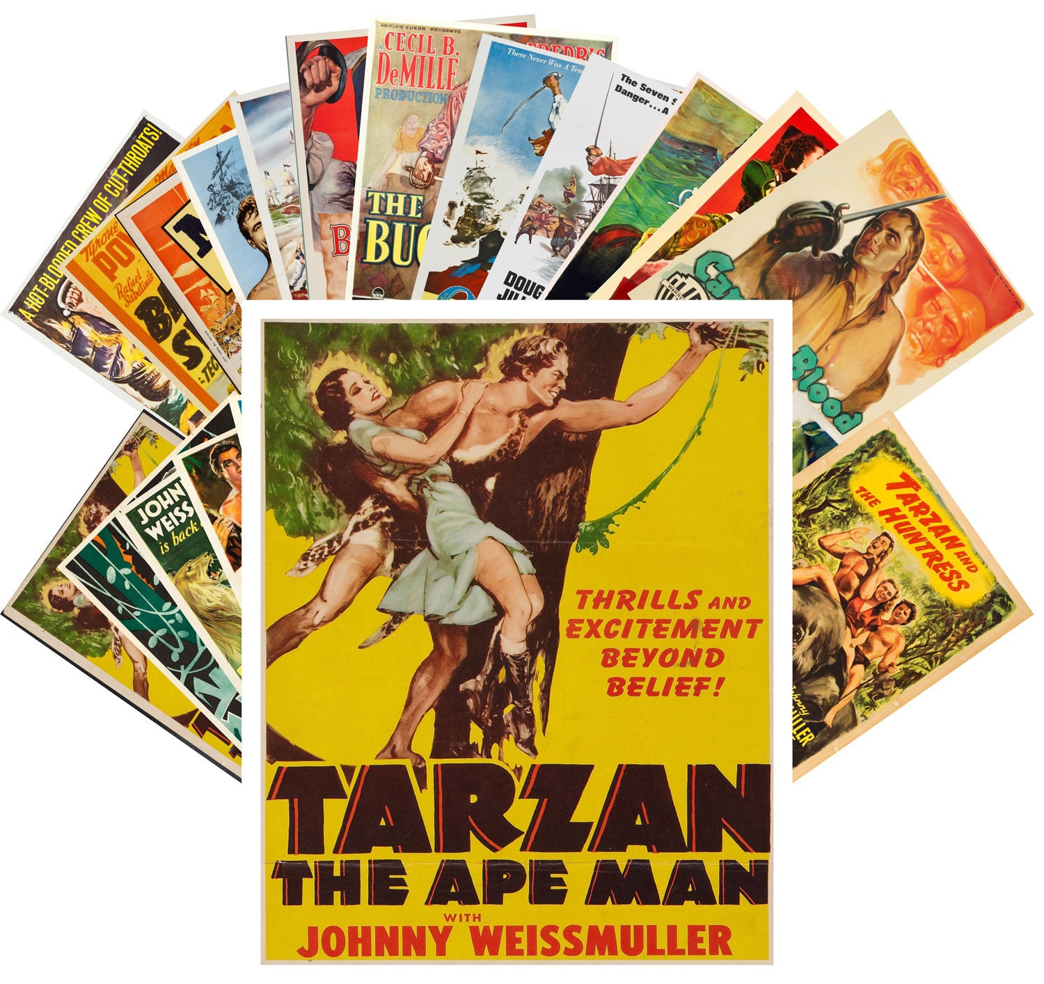 Tarzan and the Amazons 24"x36" Canvas Classic Movie Poster 