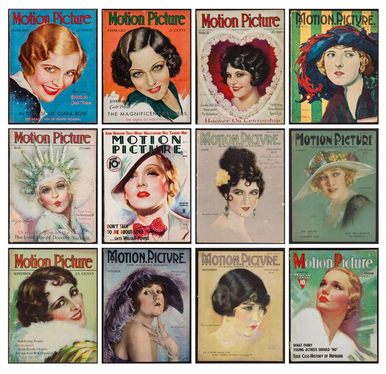 12 pages 8x11 Motion Picture Vintage Magazine Posters Reprint M-512 Wall Calendar 2021