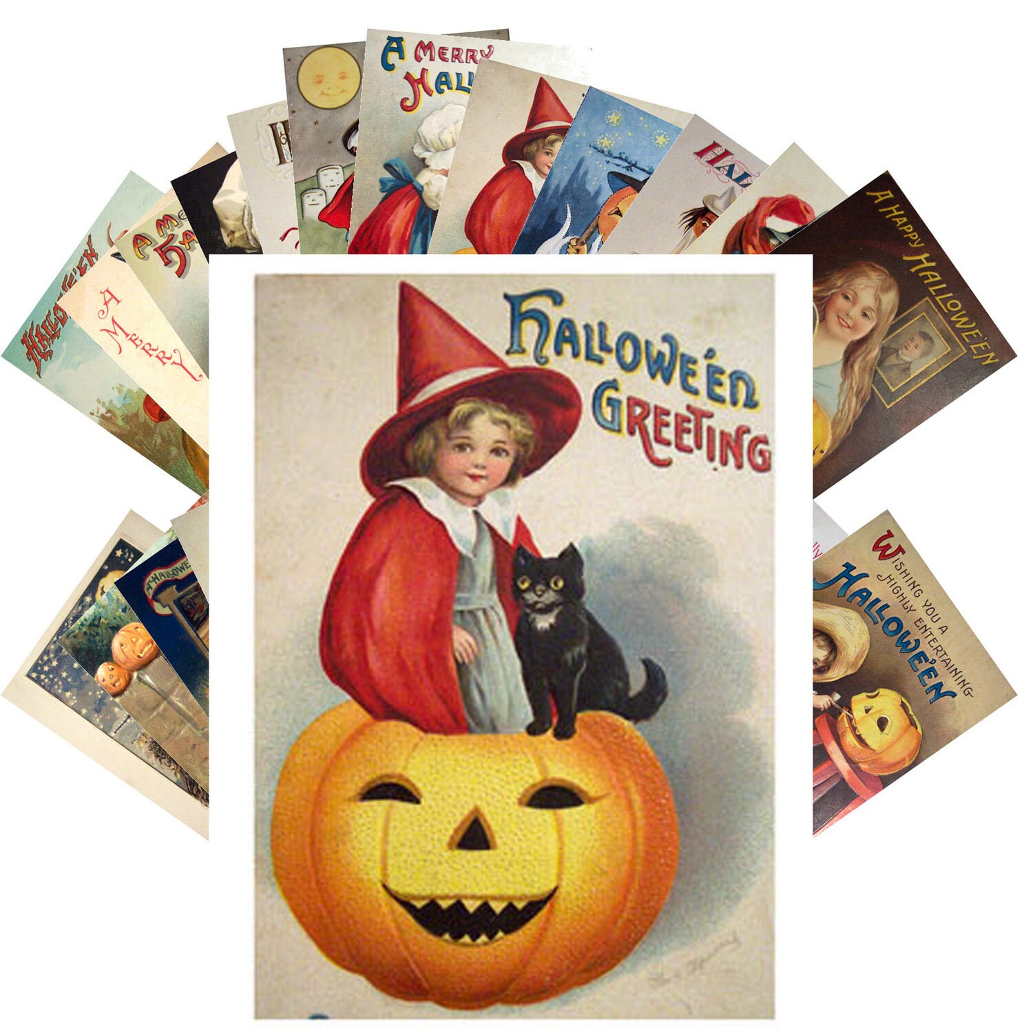 Vintage Halloween postcards 24 reprinted cards code 7013