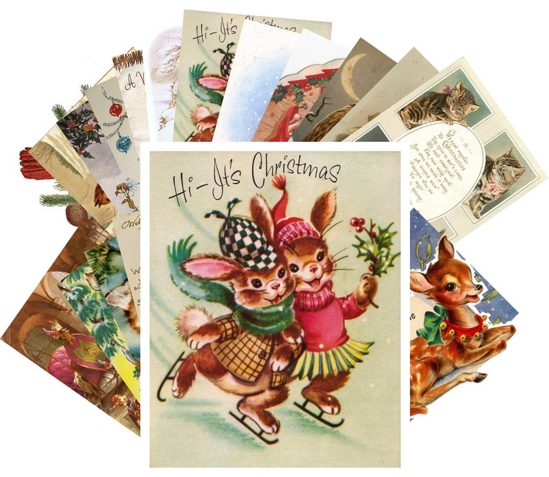 Vintage Christmas postcards 24 reprinted cards code 5008 Etsy