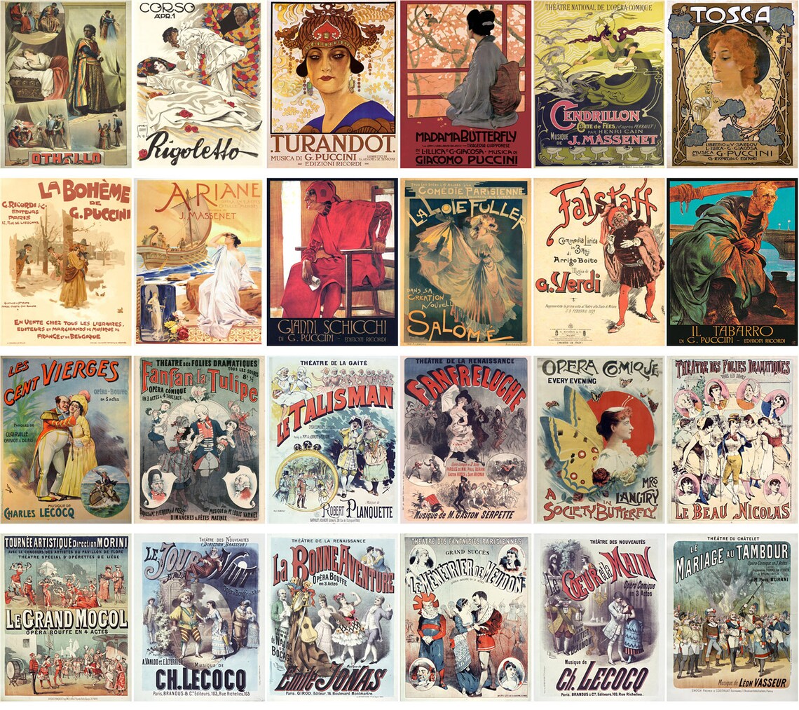 Postcard Set 24 Cards Opera and Theater Vintage Show Posters Etsy