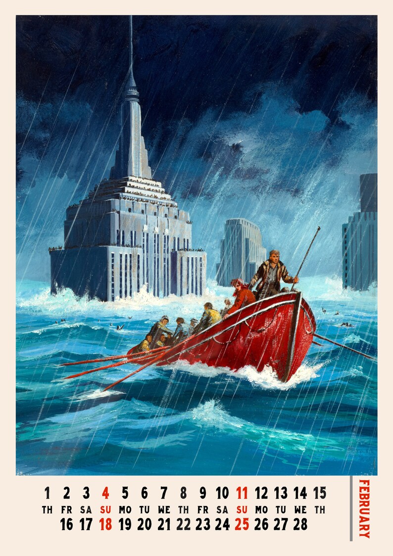 Wall Calendar 2021 12 pages 8x11 Vintage Sci-Fi Book Magazine Illustrations by Ed Valigurksy Reprint M-911