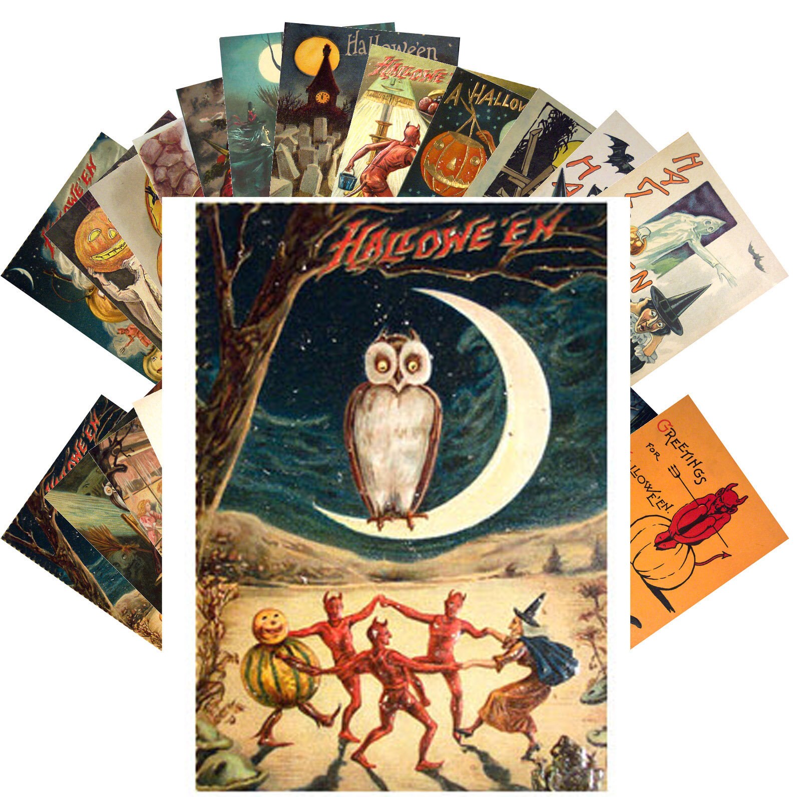 Vintage Halloween postcards 24 reprinted cards code 7014