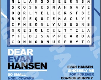 Dear Evan Hansen Digital - A4 Word Search Print
