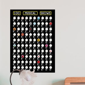 100 Musical Shows Scratch Off Poster