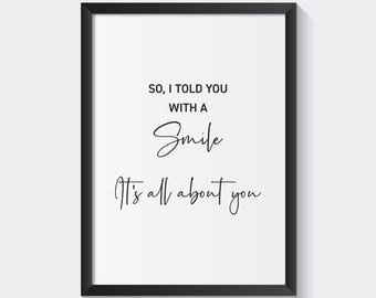 It's All About You McFly Song Quote Print: Music Fan Wall Art