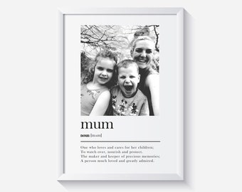 Personalised Mum Definition Print: Custom Photo Gift, Gift For Mummy, Mother's Day Gift