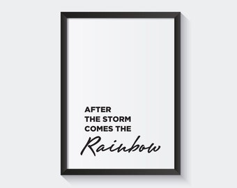 Rainbow Inspirational Print: Black and White Nursery Wall Art
