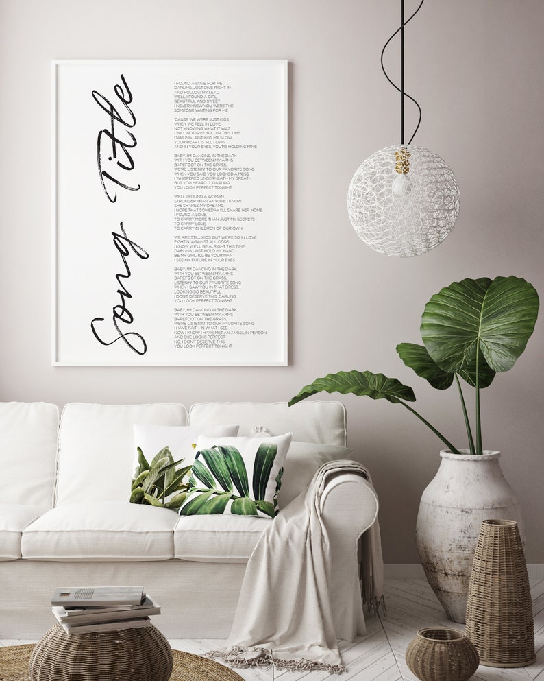 Custom Favourite Song Wall Art Print Wall Decor Black and Etsy UK