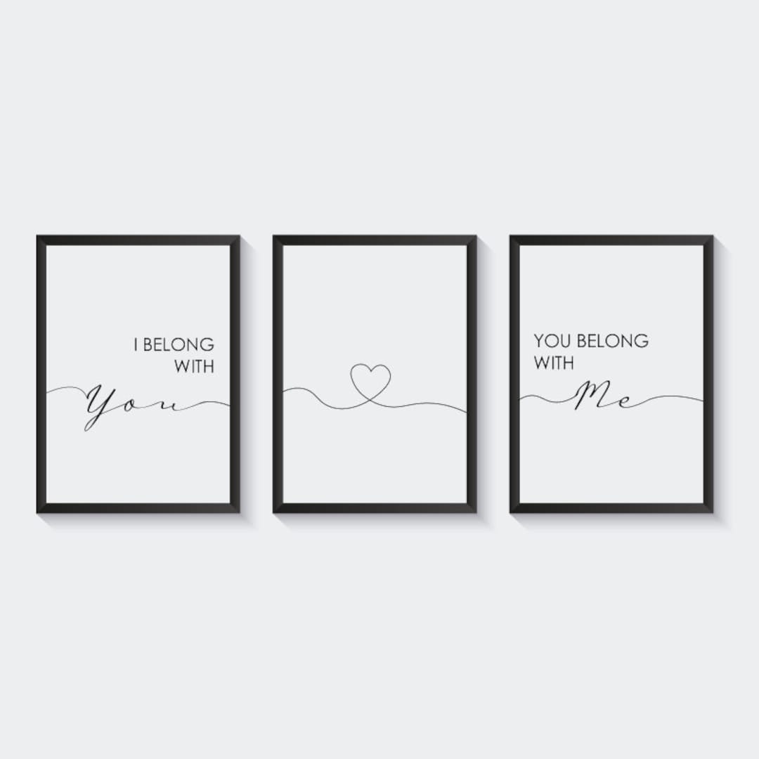 You Belong With Me Quote Wall Art, Set of 3 Prints, Family Wall Art