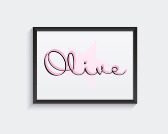 Personalized Baby Name Star Print: Nursery Wall Art
