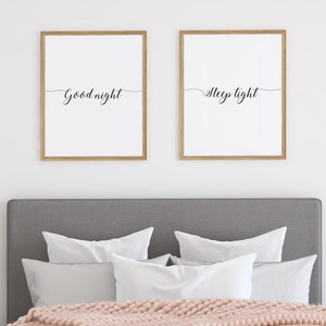 Good Night Sleep Tight Wall Art Prints, Set of 2, Bedroom Prints ...