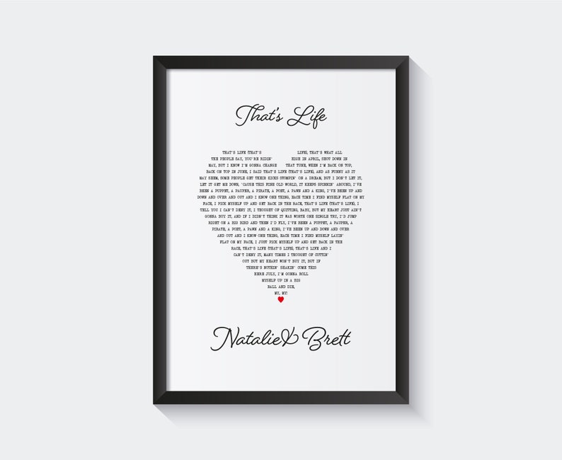 Song Lyrics Heart Print, Favourite Song lyric Music Wall Art, Custom Wedding Personalised Anniversary Gift, Postcard 6x4 7x5 10x8 A5 A4 A3 image 2