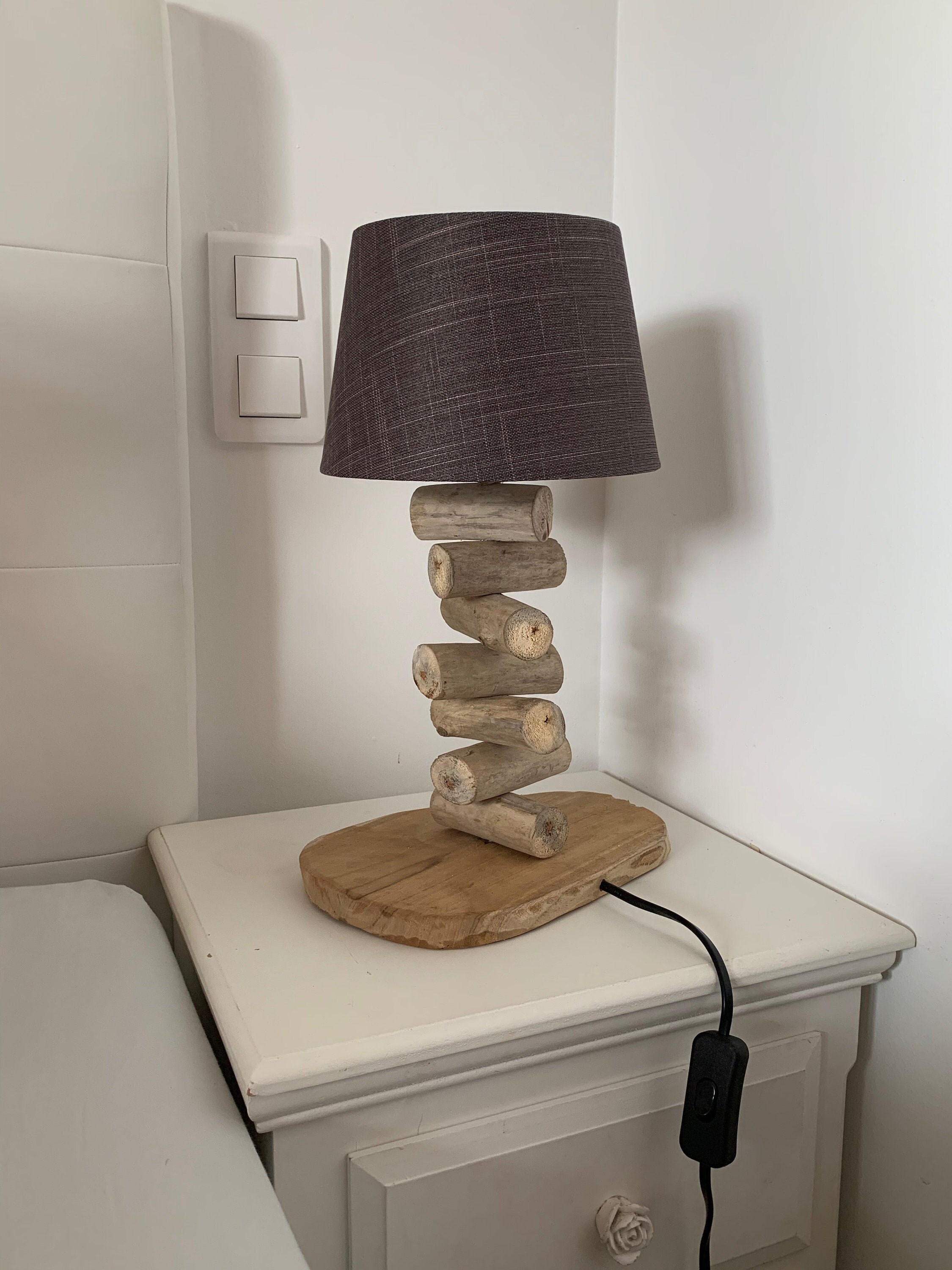 Lampe à Poser en Bois Flotté