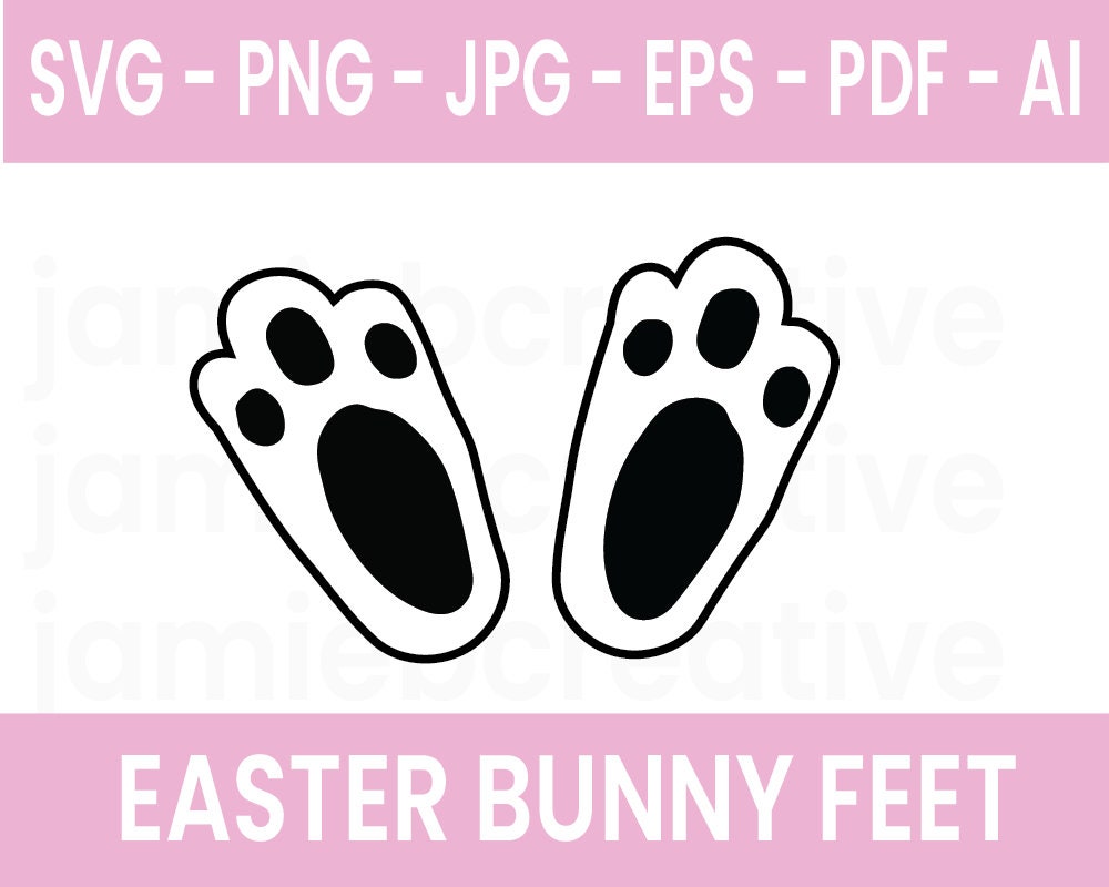 Bunny Feet SVG File, Easter SVG, Cute Easter Bunny Feet, Pdf, Png, Ai, Jpg, Eps Files for Cricut