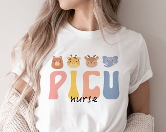 PICU Nurse Animal Shirt, New Nurse Gift, Nurse Graduation, Cute Gift for Nurse