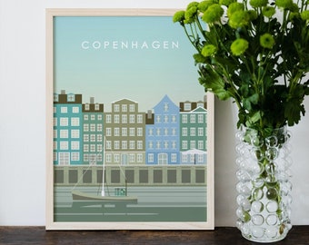 Copenhagen Travel Print - Wall Art - Print at Home Art - Denmark Travel Poster - Digital Download